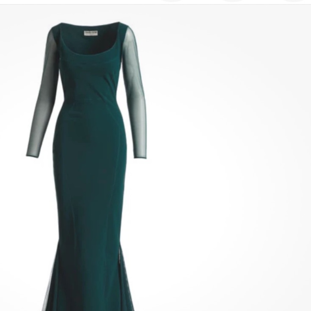 Chiara Boni Green Bishop Sleeve Cocktail Dress